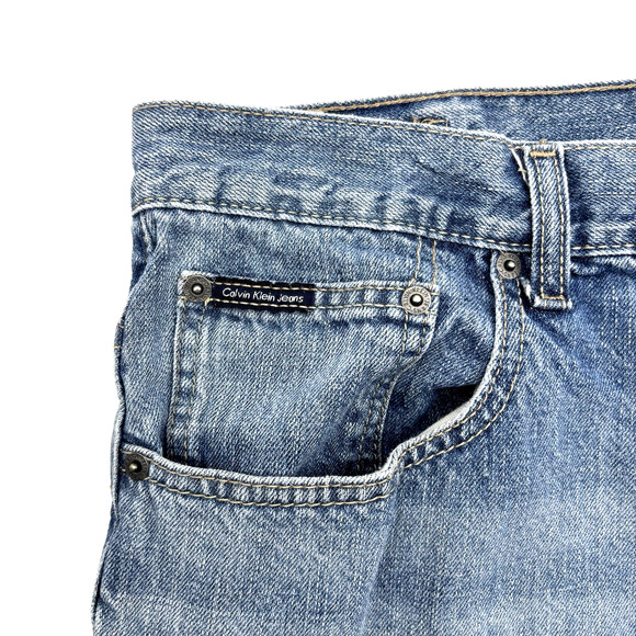 Vintage 00s Calvin Klein Relaxed Straight Medium Wash Jeans 38x30 Made in Mexico - Picture 6 of 15